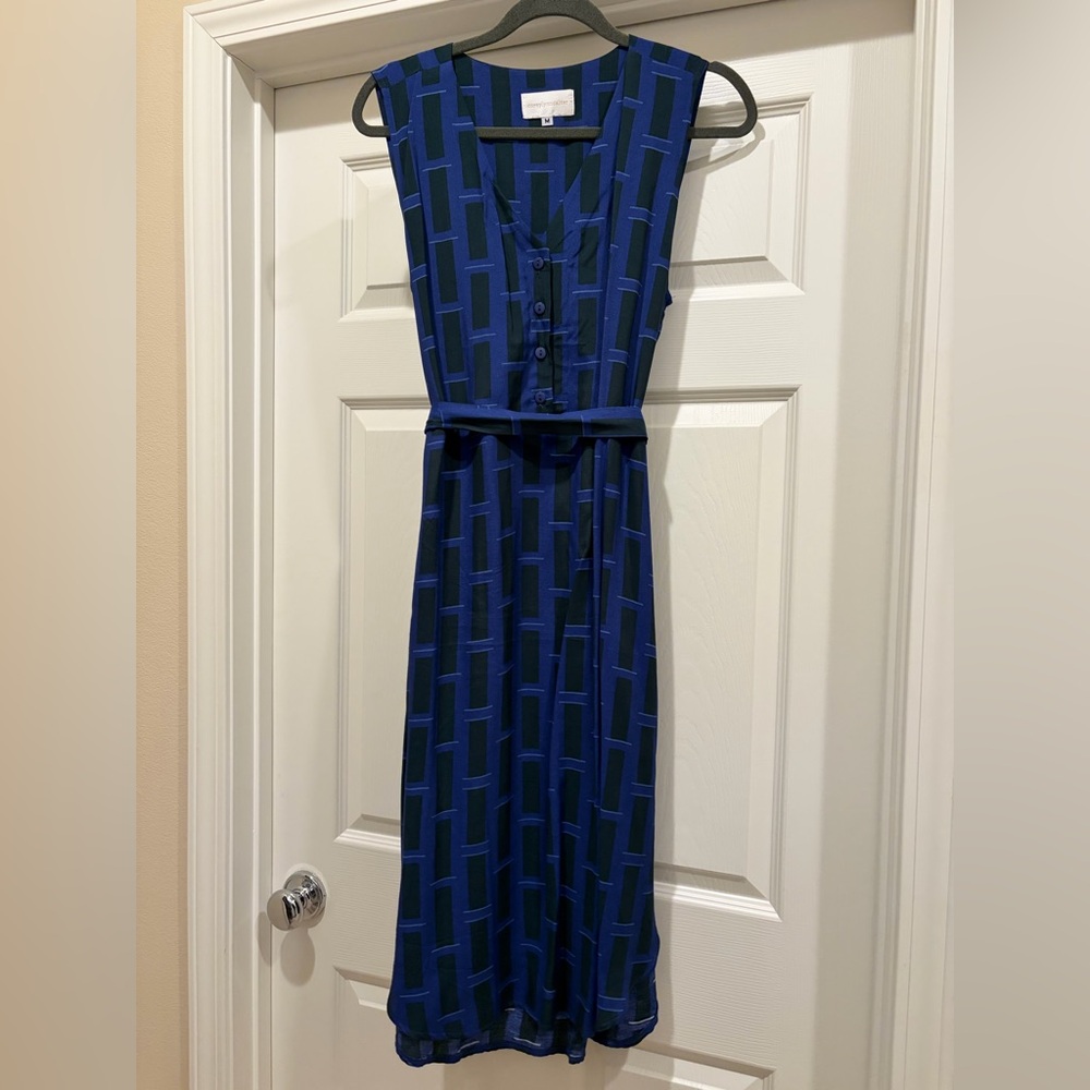 Anthropologie Corey Lynn Calter Blue and Black Geometric Dress, size medium